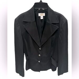 Talbots Women’s Black Blazer Jacket Button Down with Belt Size 8